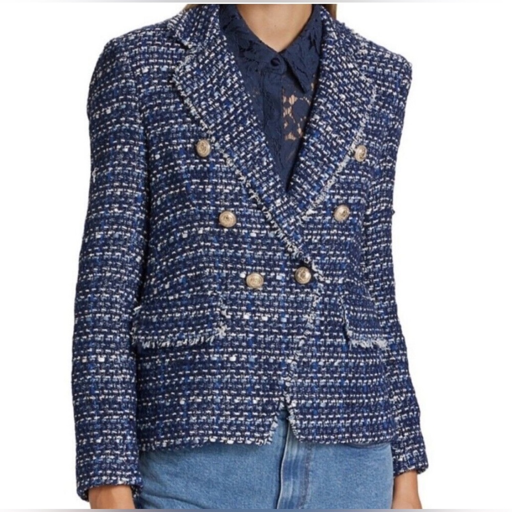 Generation Love Eliza Navy White Tweed Blazer Size Small
